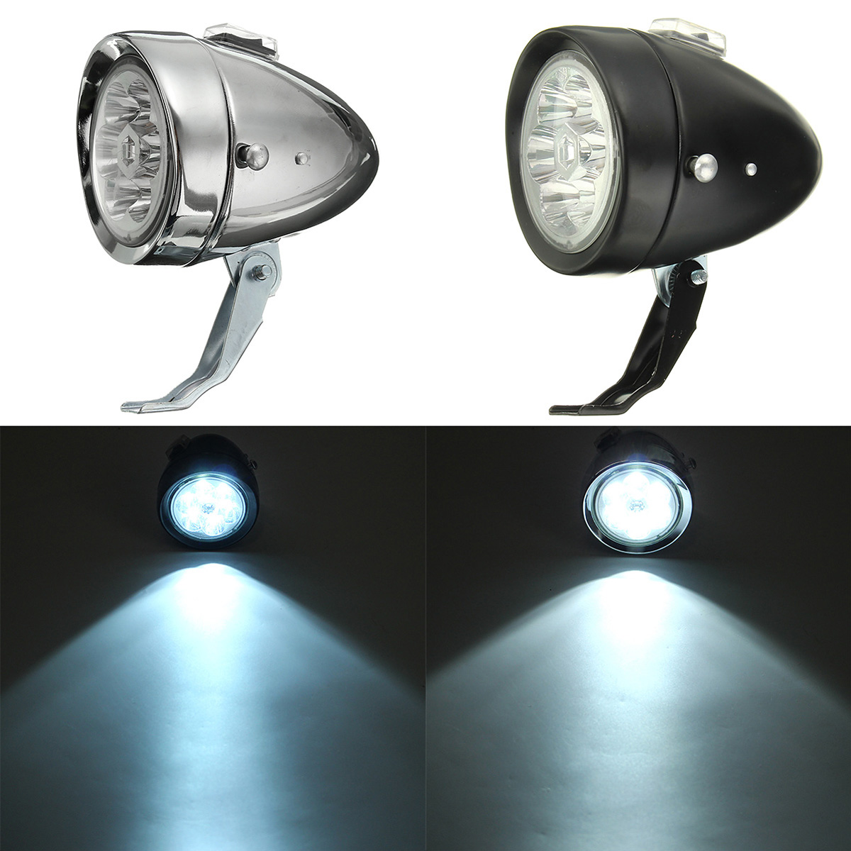 Phare avant à vélo LED YWEI avec support - Noir - Sport